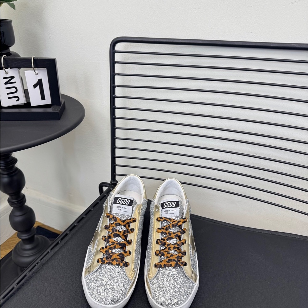 Golden Goose Silver and Gold Glitter Sneakers - Picture 5 of 8